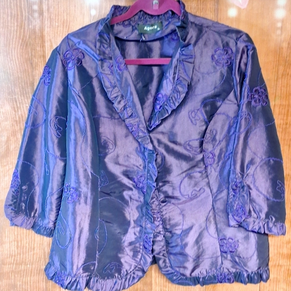AGORA PURPLE FORMAL WEAR JACKET SIZE XL EMBROIDERED